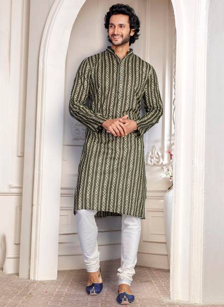 Green Colour Function Wear Pure Cotton With Digital Print Kurta